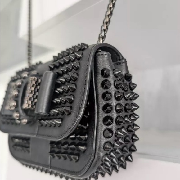 Christian Louboutin Sweet Charity Black Studded Crossbody Bag - Picture 9 of 16